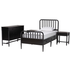Baxton Studio Lucera 4-Piece Bedroom Set, Twin, Black